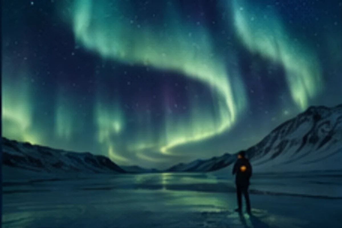 Night sky and aurora over a remote landscape